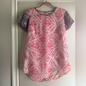 Pink Geometric Pattern Cabi Blouse